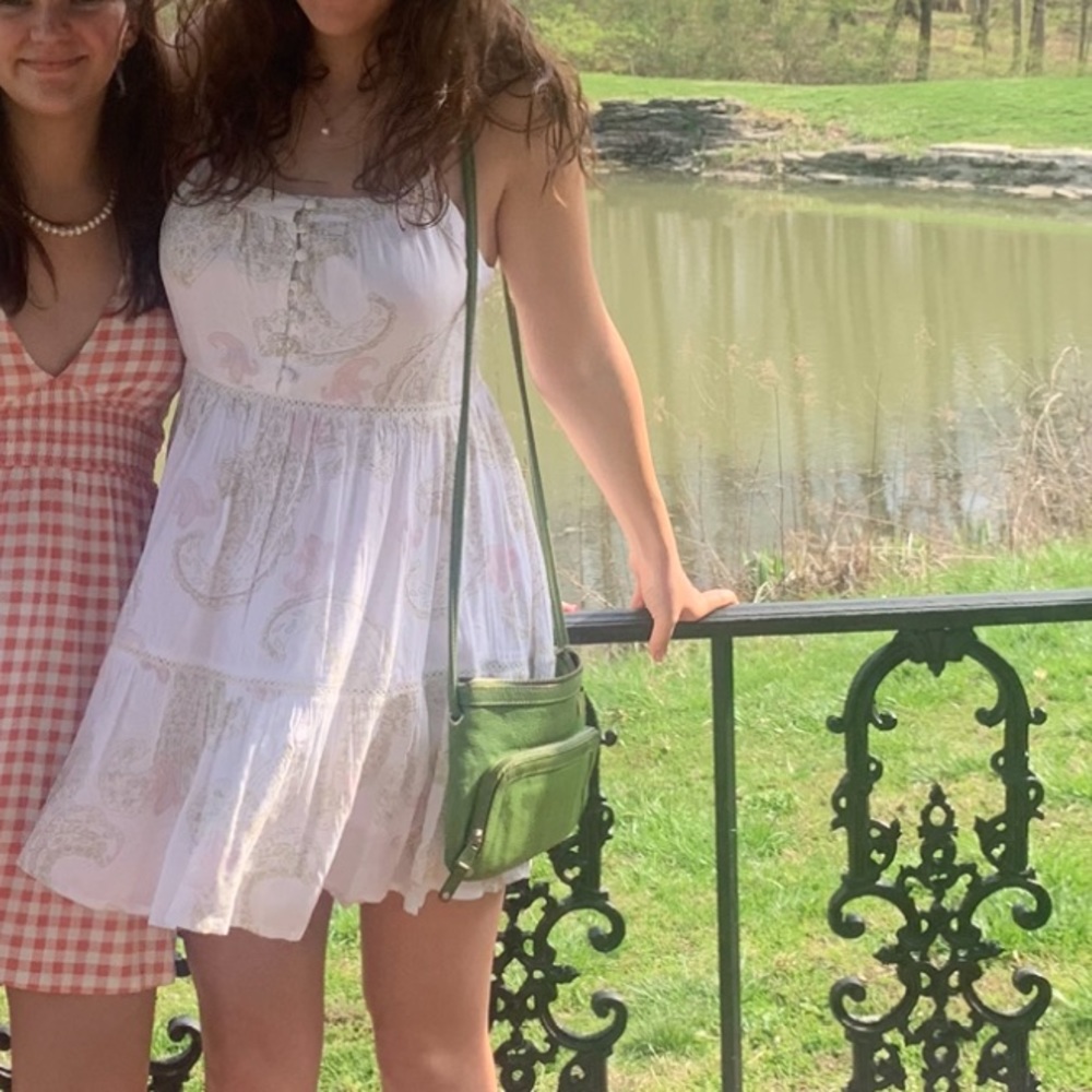 White paisley print sundress